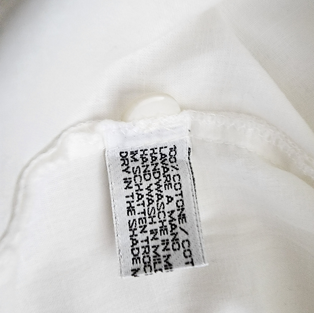 White Collar Lace Cotton Button Down Quarter Sleeve Women's Shirt Size L - Picture 4 of 6